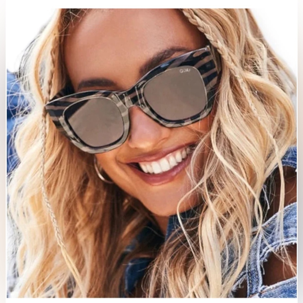 QUAY After Hours Bevel Sunglasses Zebra Stripe Frame Smoke Lenses